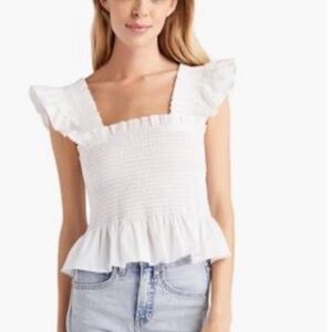 HILL HOUSE white linen Paz top size small